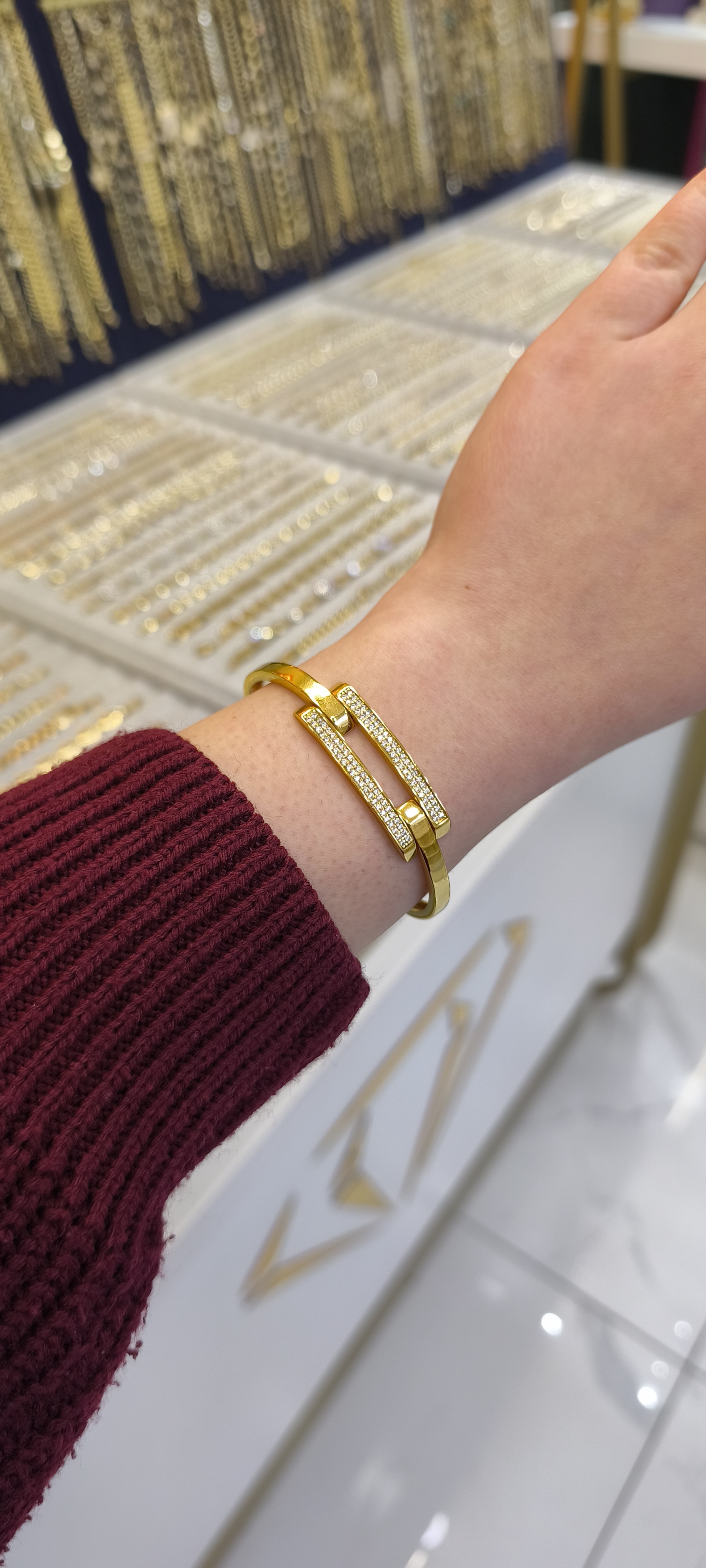 ALTIN KAPLAMA - 2'Lİ TAŞLI KABURGA