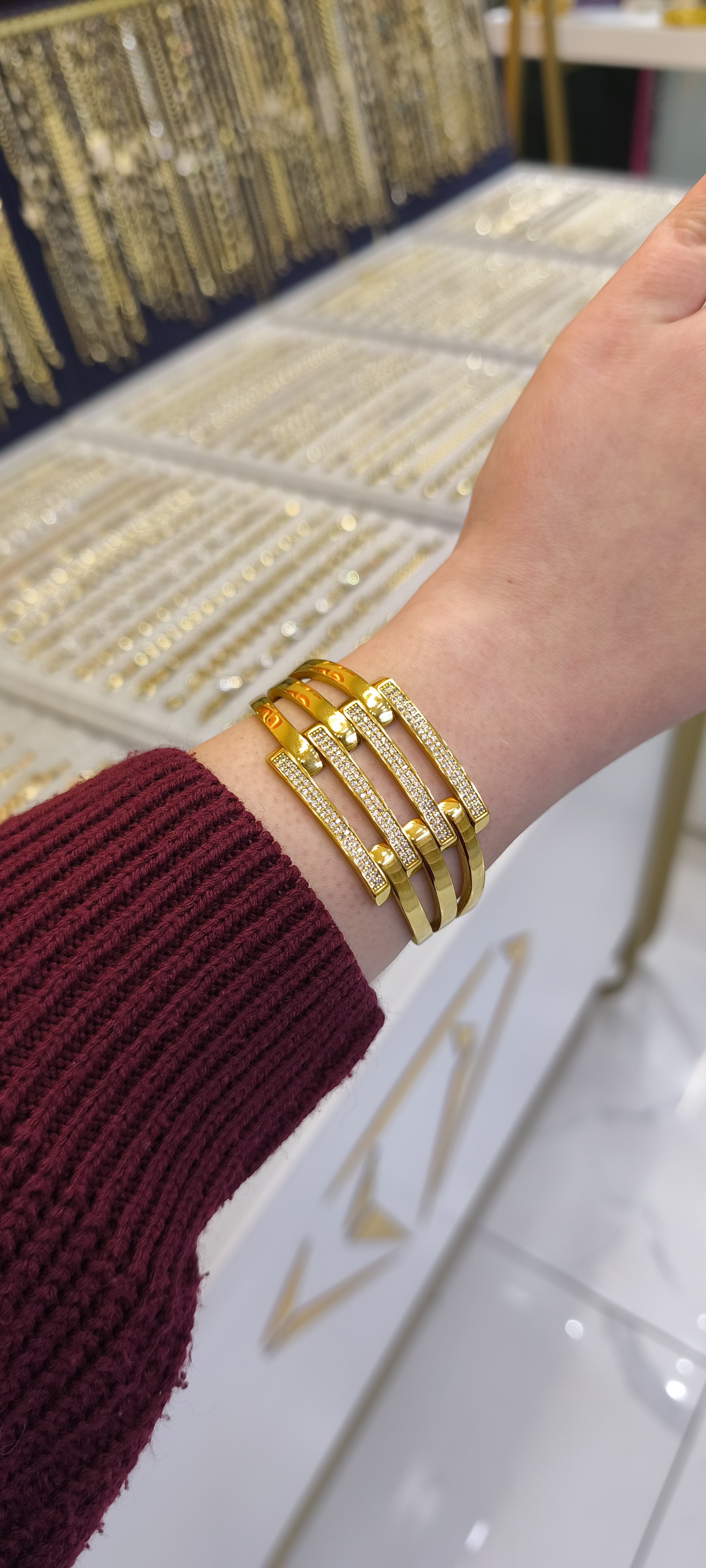 ALTIN KAPLAMA - 4'LÜ TAŞLI KABURGA